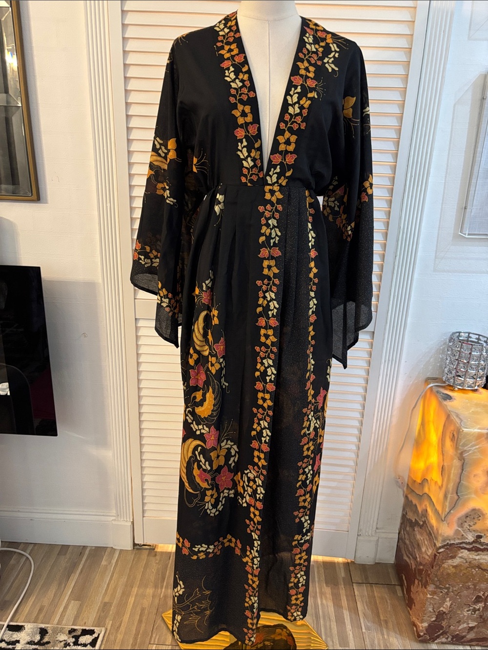 Celia Dragouni kimono floral maxi dress, M - Picture 4 of 9